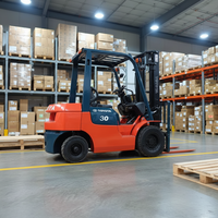 Chariot élévateur diesel Toyota 3 tonnes avec déplaceur latéral et positionneur de fourches, occasion, pour ateliers de réparation de machines et vente au détail, double mât