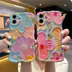 เคสโทรศัพท์ IMD หรูหรา TPU นิ่ม ป้องกันรอยขีดข่วน ลายดอกไม้สีฟ้า สำหรับ iPhone 16 Pro Max - Product Image 1