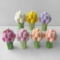 Premium E211 Lavendel Tulpe Bouquet Duft kerze Hand gefertigte Blumen form Ornament für Weihnachts ferien Party Dekor Home