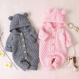 Mono de punto para recién nacido, suéter de manga larga para bebé, mono con capucha de oso de dibujos animados, ropa de invierno, ¡gran oferta! - Product Image 3