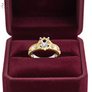 Anillos de Compromiso de Calidad Excepcional, Anillos de Boda de Oro Amarillo y Blanco Sólido de 18K con Diamantes Naturales - Product Image 6