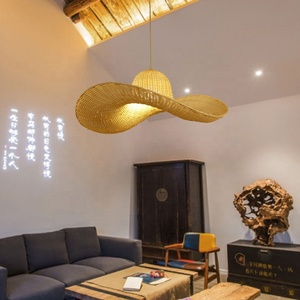 Lampada a Sospensione LED Artigianale in Rattan e Paglia di Bambù, Stile Costiero Tradizionale, Ecologica, per Camera da Letto e Casa - Product Image 6