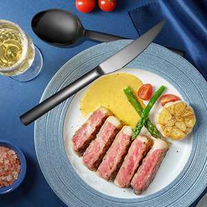 Cubiertos al por mayor 6 piezas Cubiertos negros Cuchara Cuchillo y tenedor Juego de cubiertos de acero inoxidable para boda - Product Image 6