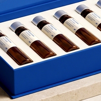 Boîte rigide en carton magnétique bleu moyen personnalisée pour 6 flacons de peptides, avec doublure en éponge, impression offset, pour usage en soins personnels