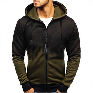 Sudadera con Capucha y Cremallera para Hombre, Tie-Dye Degradado Rojo y Negro, Corte Regular, Informal, Tejido de Poliéster, para Otoño - Product Image 3