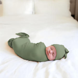 Ensemble de couvertures et de bonnet <span class=keywords><strong>d</strong></span>'emmaillotage doux et douillet pour bébé Chapeau <span class=keywords><strong>d</strong></span>'emmaillotage pour nouveau-né - Product Image 2