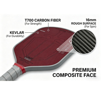 Raquette de pickleball SWORD & SHIELD J2nf Kevlar, fibre de carbone brute Toray T700 Gen 5, noyau 100% mousse 16mm, surface rugueuse, approuvée USAPA