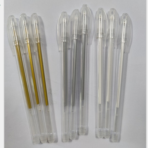 Stylo gel en plastique à pointe bille de 0,8 mm, finition brillante, encre blanche, or et argent, pour journalisation, vente en gros - Product Image 3