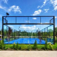 Terrain de padel mobile et portable |   Terrain de padel extérieur 20x10m, kit préfabriqué en acier et verre, gazon artificiel 12mm, garantie 5 ans