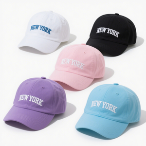 企业促销可定制6面板爸爸帽子，带3D刺绣标志弯曲边缘棒球帽 - Product Image 3