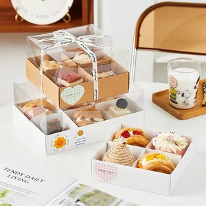 XJH 4 Rejilla Caja de pastel blanco <span class=keywords><strong>Postre</strong></span> 6 Rejilla Cajas de pastel Kraft con tapa transparente Caja de regalo para fiesta Boda - Product Image 3