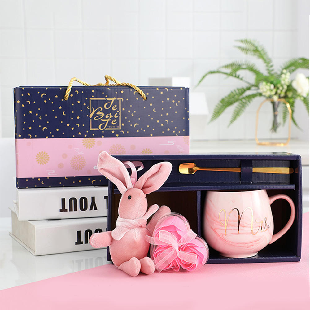 Pink-Set 2: Cup+spoon+Wishing Rabbit+Rose soap