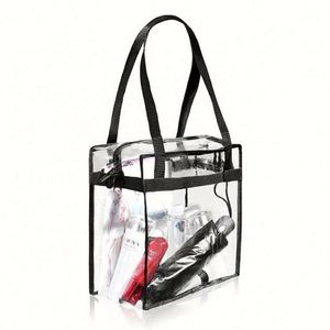 Pochette de maquillage transparente élégante pour femmes, logo personnalisé, trousse de toilette en PVC transparent avec fermeture éclair - Product Image 6
