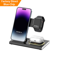 Produit tendance 2026, chargeur sans fil 15W PD, chargeur sans fil 3 en 1 avec lumière nocturne pour iPhone Samsung