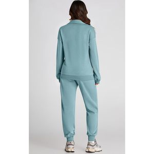 Conjunto de Sudadera y Pantalones de Chándal de 2 Piezas para Mujer, Manga Larga, Media Cremallera, Forro Polar, Casual, Transpirable, Ropa de Descanso para Primavera - Product Image 5