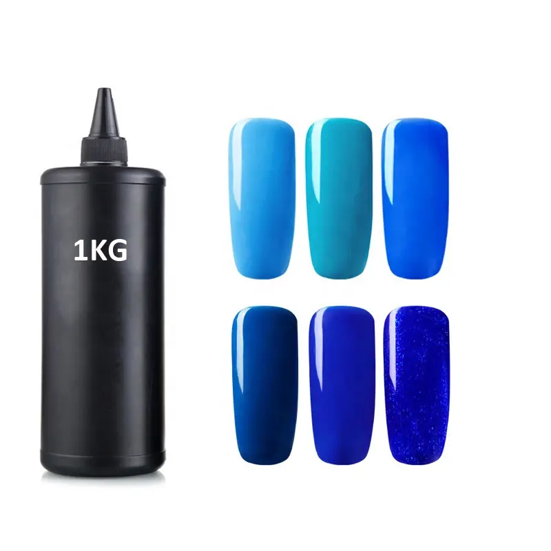 Nouveau Bleu Série 12 Couleur Tremper Hors UV Gel Vernis 1kg QUANTITÉ MINIMALE DE COMMANDE de Vernis à Ongles Personnalisé Marques Accepté Gel Vernis À Ongles Pour Les Ongles Salon