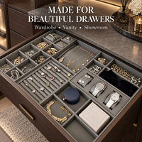 Plateaux organisateurs de bijoux en velours empilables sur mesure, ensemble d'inserts de tiroir, couleur personnalisée, taille personnalisée, logo personnalisé, boîte cadeau, bagues, boucles d'oreilles