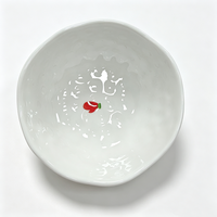 Bol en céramique ondulé de 5 pouces, motif dessin animé de Noël, peint à la main, cœur rouge, poivron, 370 ml, compatible lave-vaisselle, 0,35 kg, pour desserts
