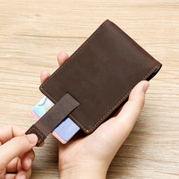 Dompet kulit pria, dompet uang mewah bisnis memblokir pemegang kartu ramping merek OEM RFID