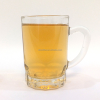 Mug en verre épais de 350 ml avec base octogonale et poignée, verre à bière transparent robuste pour le thé, la bière et les boissons