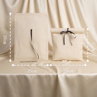 Pochette en coton personnalisée avec logo imprimé OEM, sérigraphie, pour cosmétiques et vêtements, sac cadeau en toile avec rubans, pochette en lin