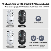 Souris sans fil T-WOLF X8 double mode BT, souris de jeu rechargeable, souris de bureau 4800 DPI, souris sans fil avec autocollant antidérapant pour ordinateur portable