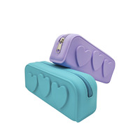 Coeur Silicone porte-crayon étanche pochette à crayons pour les enfants de l'école Portable stylo sac femmes pochette de maquillage avec fermeture éclair