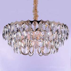 Lampes suspendues pour le salon d'un hôtel Luminaires modernes Lustre à feuilles de cristal clair de luxe - Product Image 5