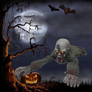 Decoración de Halloween 6 'Colgante de tamaño real Iluminado Goblin Calabaza Hombre Voz espeluznante Decoración de utilería de Halloween con cara brillante - Product Image 1