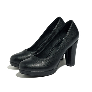 Escarpins confortables noirs en PU pour <span class=keywords><strong>femme</strong></span> à talon carré et plateforme, souples, antidérapants, à enfiler, pour le bureau, les entretiens et les affaires - Product Image 1