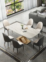 Ensembles de salle à manger de luxe italiens, table en céramique marbrée avec 4/6/8 chaises rembourrées pour la cuisine