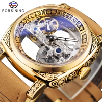 Montre mécanique automatique rétro carrée transparente Forsining 2026 pour homme, argentée, lumineuse, à remontage automatique, design squelette, avec bracelet