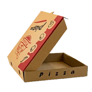 Бесплатный образец квадратная крафт-гофрированная квадратная упаковка для пиццы картонная коробка с индивидуальным логотипом