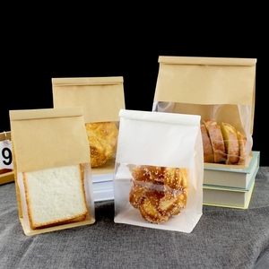 Bolsas de Papel Kraft Desechables <span class=keywords><strong>para</strong></span> Reciclar Pan, Panadería, Comida, Palomitas de Maíz, Bolsas de Papel a Prueba de Grasa con Ventanas - Product Image 6