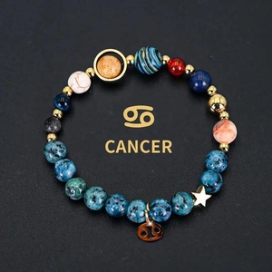 Pulseras de Cuentas de Piedra de Lapislázuli Azul con Manchas Negras de Ocho Planetas <span class=keywords><strong>y</strong></span> Doce Constelaciones Daisy <span class=keywords><strong>Y</strong></span>, Venta Caliente, al por Mayor - Product Image 4