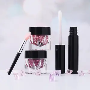 Diy Glitter Lip Kit With Glue Custom Private Label Vegan Lip Gloss Base Gel Kit Glitter Lasting Lips Gel Glitter Powder