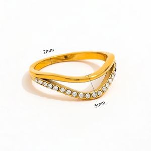 Женское Золотое Двухслойное кольцо из нержавеющей стали, 18 карат - Product Image 5