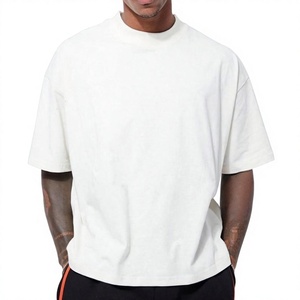 เสื้อยืดโอเวอร์ไซส์สีขาวสำหรับผู้ชาย ผ้าฝ้าย แขนสั้น คอกลม ลำลอง ผ้าเจอร์ซีย์ถัก เป็นมิตรกับสิ่งแวดล้อม น้ำหนัก 360 กรัม ทรงพอดีตัว สีพื้น - Product Image 1