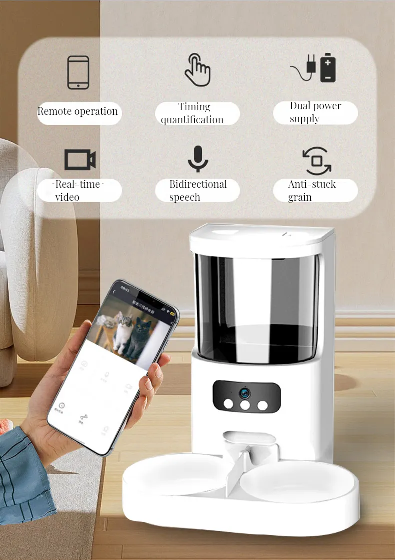 Automatic Pet Feeder Automatic Pet bowls   feeders APP remote control Best-Selling Custom