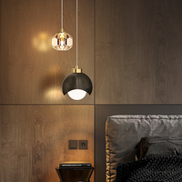 Luminaire suspendu LED moderne minimaliste nordique pour salon, chambre à coucher, chevet, luminaire suspendu en cristal, or noir, E27, luminaire suspendu en métal
