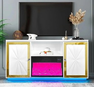 <span class=keywords><strong>Guanlong</strong></span> Chimenea eléctrica LED moderna Soporte de TV con calentador Altavoces y espejo Muebles Independiente Accent TV Gabinete Unidad - Product Image 6
