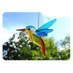Decoração de Vidro Colorido para Jardim em Forma de Beija-flor, <span class=keywords><strong>Suncatcher</strong></span> de Vidro Fundido Personalizado, Decoração de Janela em Vidro Fundido Multicolorido Feita à Mão - Product Image 3