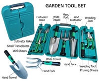 Ensemble de 8 outils de jardinage avec étui portable, kit d'outils de jardin pour la plantation, le creusement, le désherbage, la culture, la taille des plantes