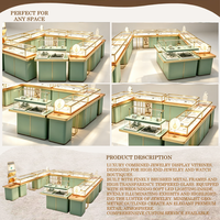 Projet de vitrine LED personnalisée pour boutique de bijoux haut de gamme, ensemble complet d'armoires de présentation de bijoux pour l'ensemble de la boutique