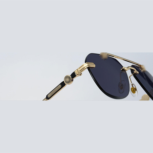 Gafas de Sol Clásicas Carer Doradas, Gafas de Marca de Lujo, Gafas de Sol de Diseñador, Gafas de Metal sin Montura, Gafas con Protección UV - Product Image 4