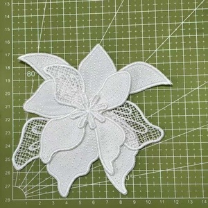 ZSY Lindo Bordado 3D Tecido De Renda Cor Branca <span class=keywords><strong>Chiffon</strong></span> Flor <span class=keywords><strong>Applique</strong></span> Floral <span class=keywords><strong>Patches</strong></span> Sew-On Patch - Product Image 2