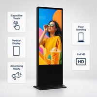 Écran tactile LCD vertical publicitaire d'intérieur de 32/43/50/65/75 pouces sur pied avec affichage animé