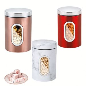 Wholesaler Stainless Steel Food Storage <b>Container</b> Airtight Sugar Coffee <b>Container</b> Kitchen Canisters Sets With See Through Window - Product Image 3