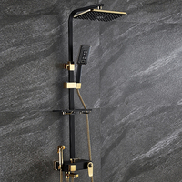 Boîtier en or noir 304 acier inoxydable noyau en laiton mural intelligent numérique thermostatique pluie toboggan réglage de douche