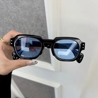 Nouvelles Lunettes de Soleil Carrées Faceory pour Femmes, Verres Transparents Effet Océan, Protection UV400, Lunettes de Soleil Punk à Rivets pour Hommes